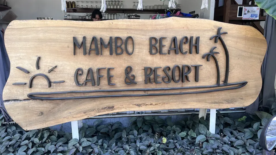 Mambo Beach Cafe & Resort wooden sign