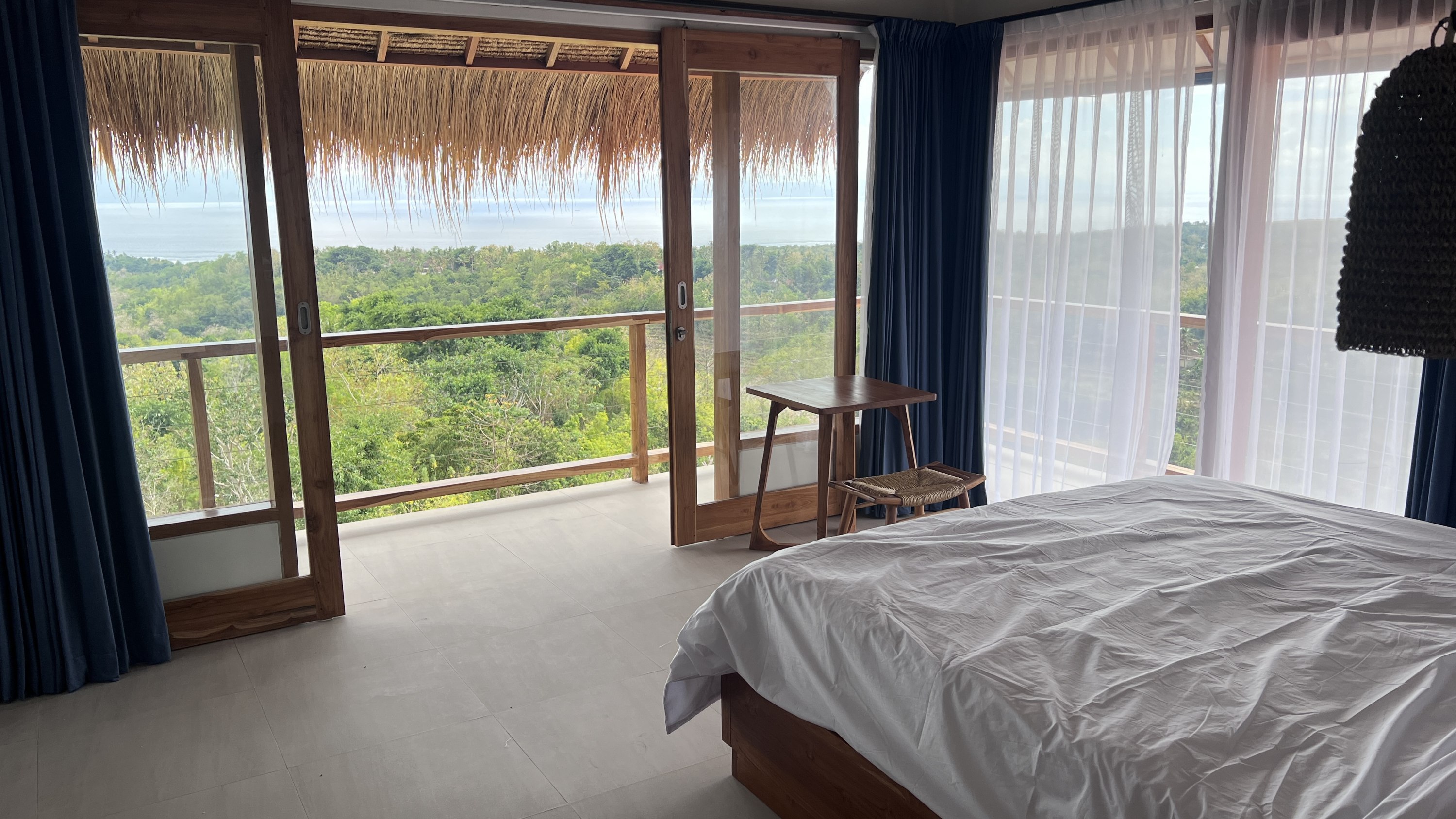 Top bedroom looks out at Mount Agung